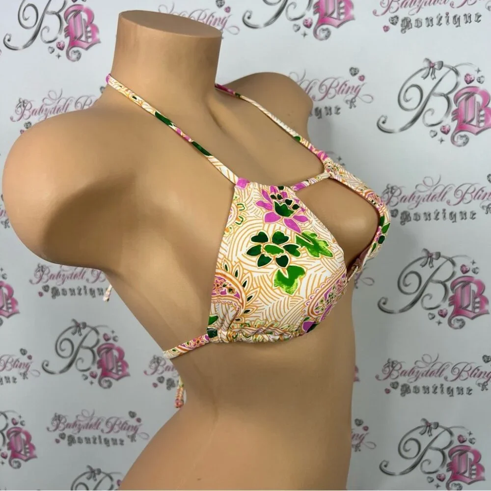 Aerie bikini top cut out front sexy boho new Multicolor Cutout Bikini Top